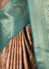 MIMOSA Orange Kanjivaram Art Silk Saree — fleets shot full lifestyle