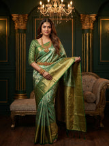 MIMOSA Rama Kanjivaram Art Silk Saree — pose 6 styling detail