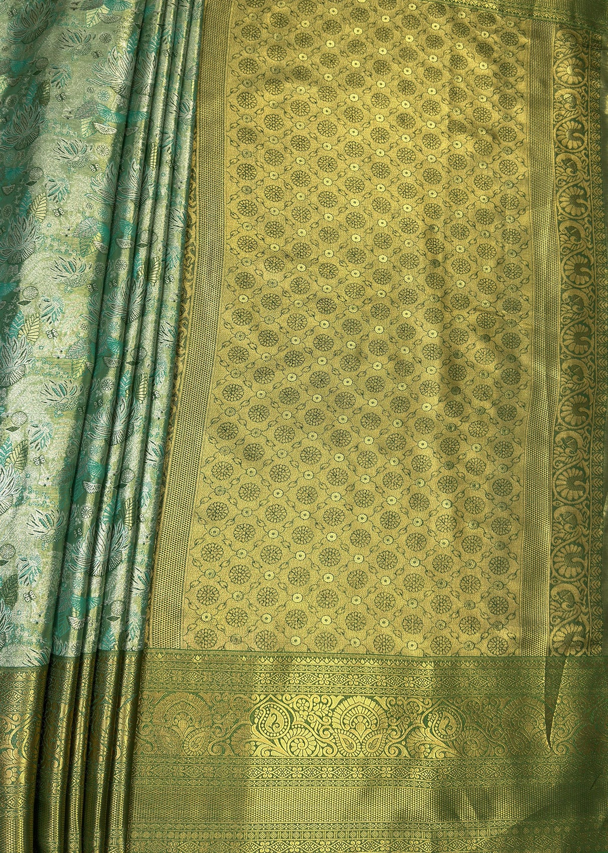 MIMOSA Rama Kanjivaram Art Silk Saree — pallu and zari work detail