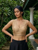 MIMOSA Chiku Banarasi Saree — blouse close-up