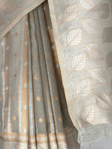 MIMOSA Grey Banarasi Saree — fleets shot full lifestyle
