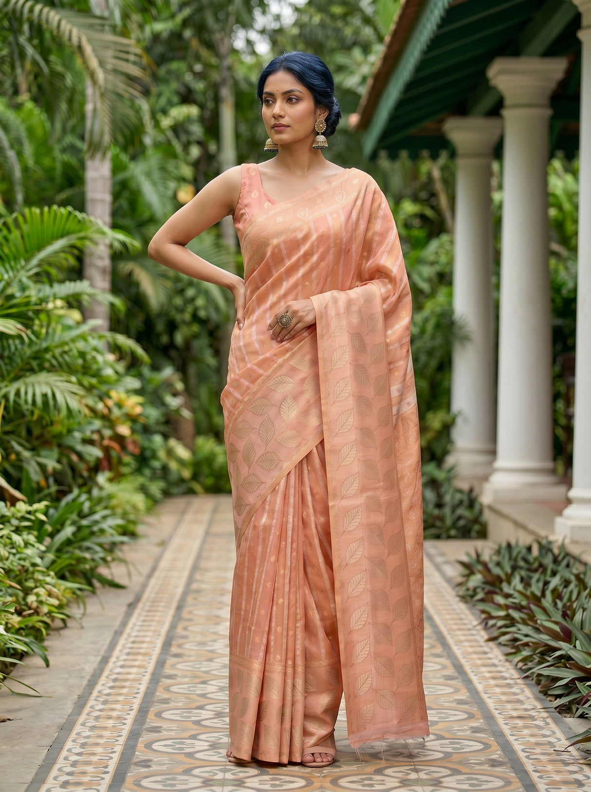 MIMOSA Pink Banarasi Art Silk Saree — Close-up of saree pallu and border