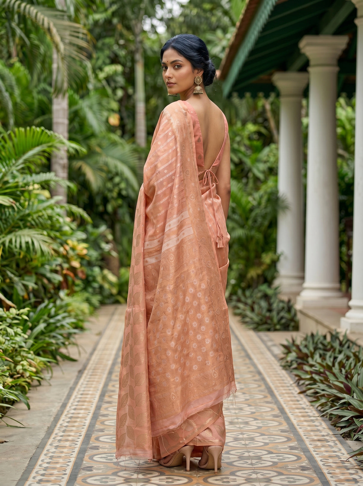 MIMOSA Pink Banarasi Saree — pose 7 styling detail