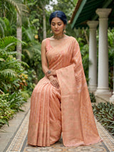 MIMOSA Pink Banarasi Saree — pose 8 styling detail