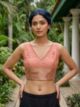 MIMOSA Pink Banarasi Saree — blouse close-up