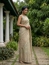 MIMOSA Rama Banarasi Art Silk Saree — Close-up of saree body and ring