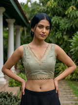 MIMOSA Rama Banarasi Saree — blouse close-up
