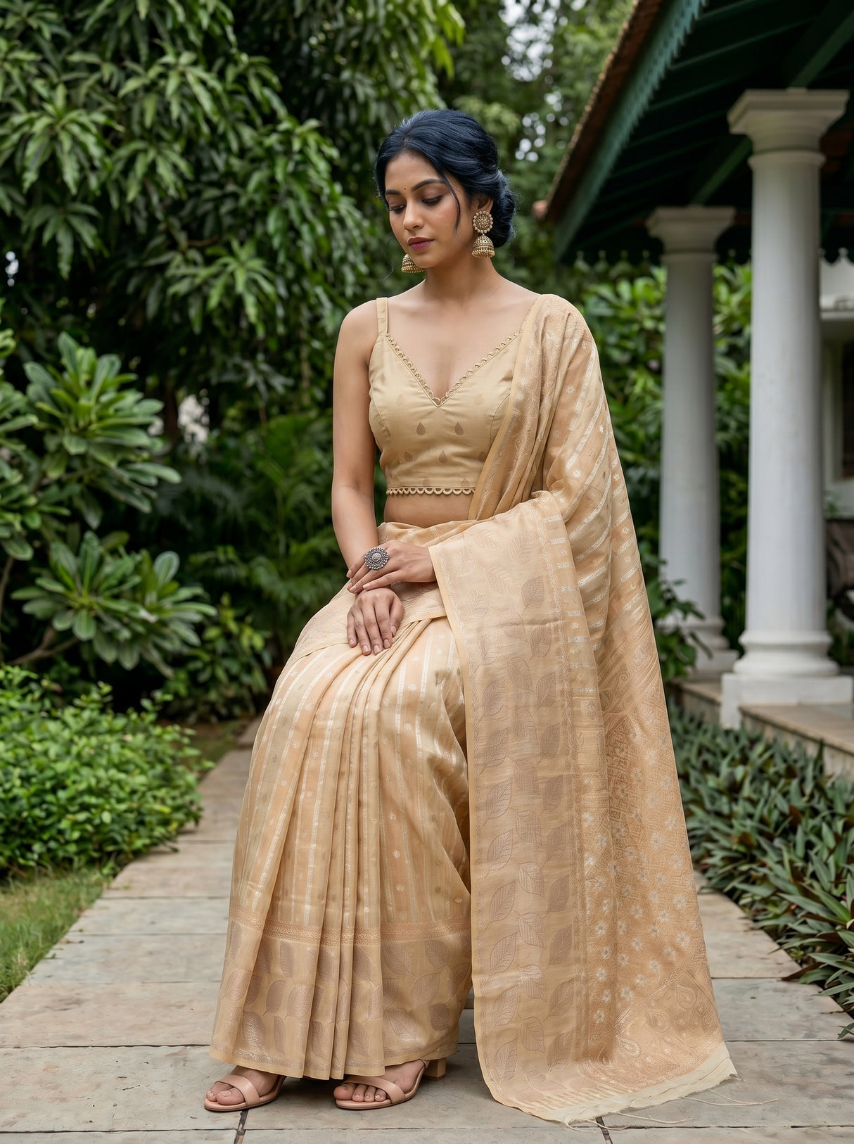 MIMOSA Tussar Banarasi Saree — pose 8 styling detail