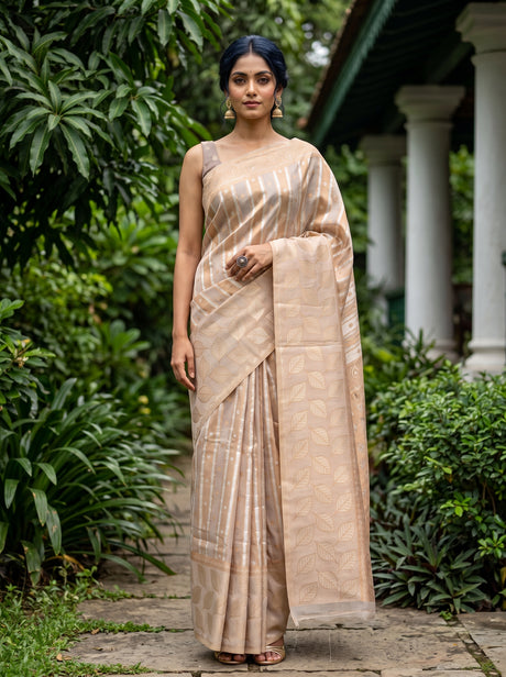 MIMOSA Violet Banarasi Art Silk Saree — Model lifestyle pose