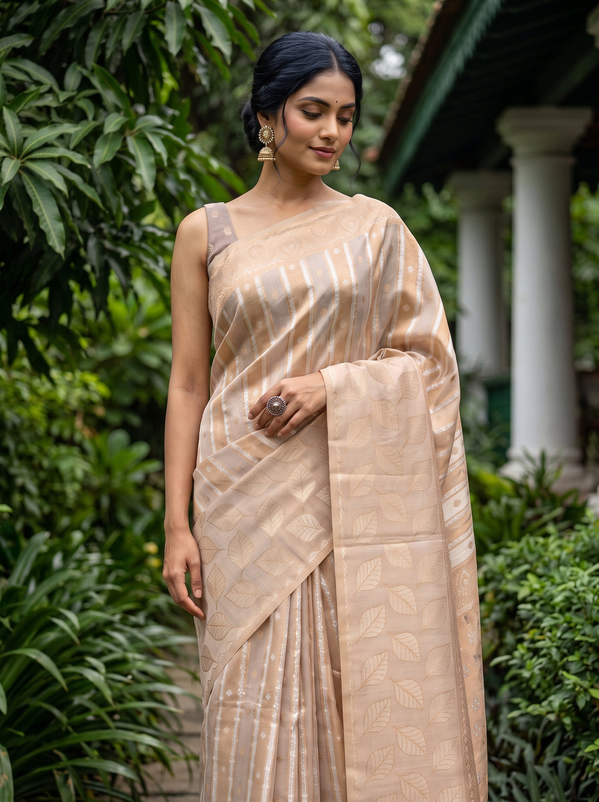 MIMOSA Violet Banarasi Saree — pose 10 styling detail