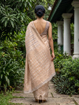 MIMOSA Violet Banarasi Art Silk Saree — Close-up of model's face and earrings