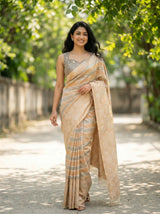 MIMOSA Grey Banarasi Art Silk Saree — pose 6 styling detail