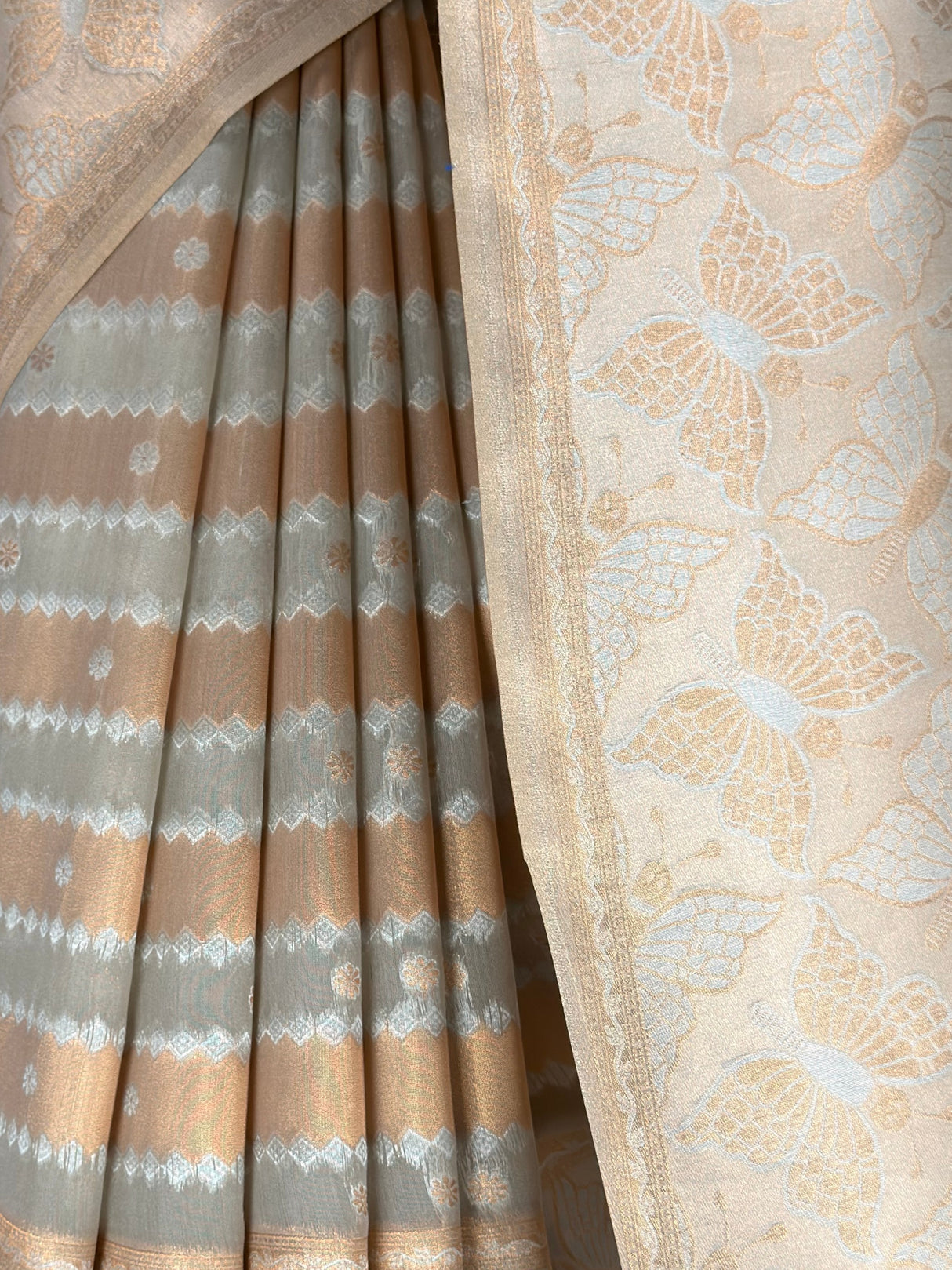 MIMOSA Grey Banarasi Art Silk Saree — fleets shot full lifestyle