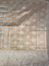 MIMOSA Grey Banarasi Art Silk Saree — pallu and zari work detail