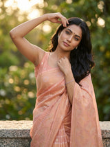 MIMOSA Pink Banarasi Art Silk Saree — pose 10 styling detail