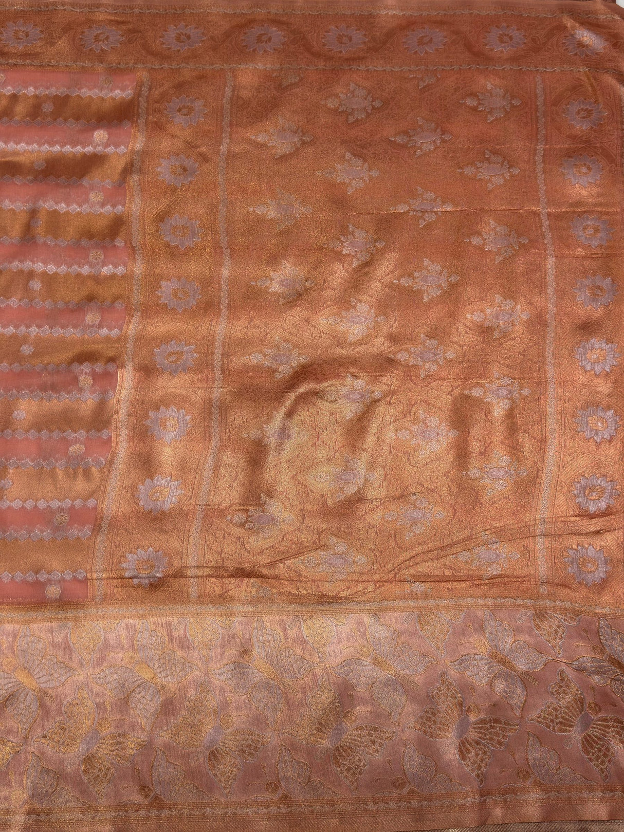 MIMOSA Pink Banarasi Art Silk Saree — pallu and zari work detail