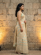 MIMOSA Rama Banarasi Art Silk Saree — close-up of model's torso and saree drape