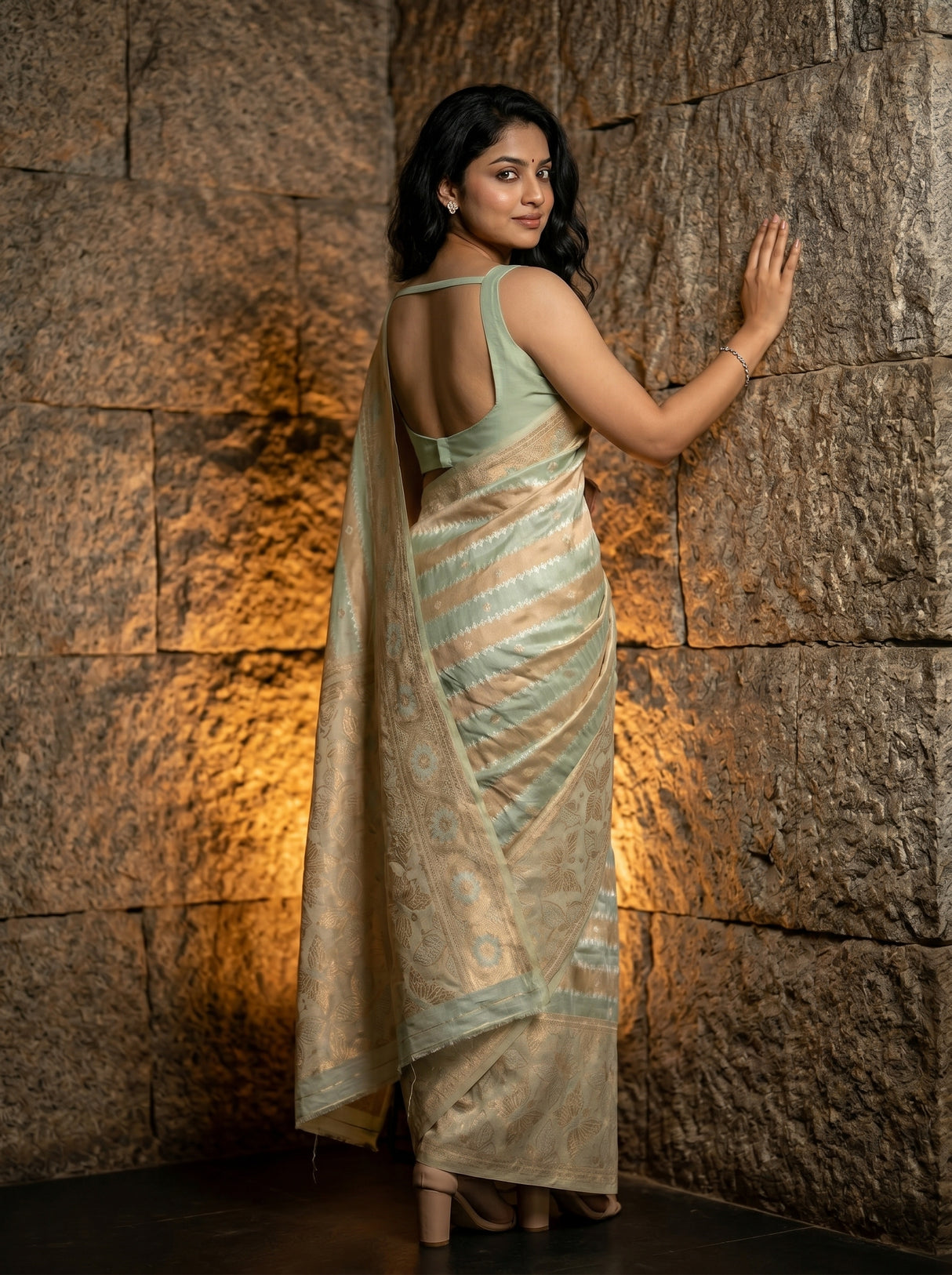 MIMOSA Rama Banarasi Art Silk Saree — pose 7 styling detail