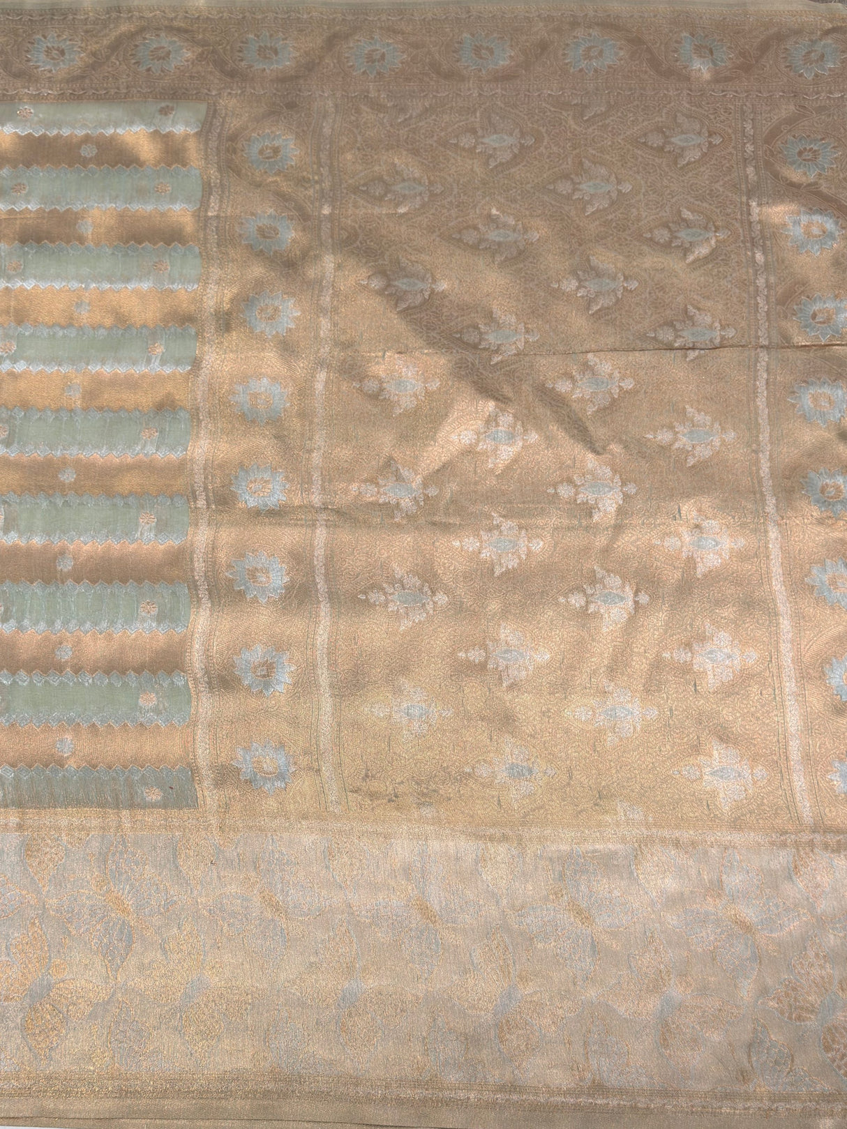 MIMOSA Rama Banarasi Art Silk Saree — pallu and zari work detail