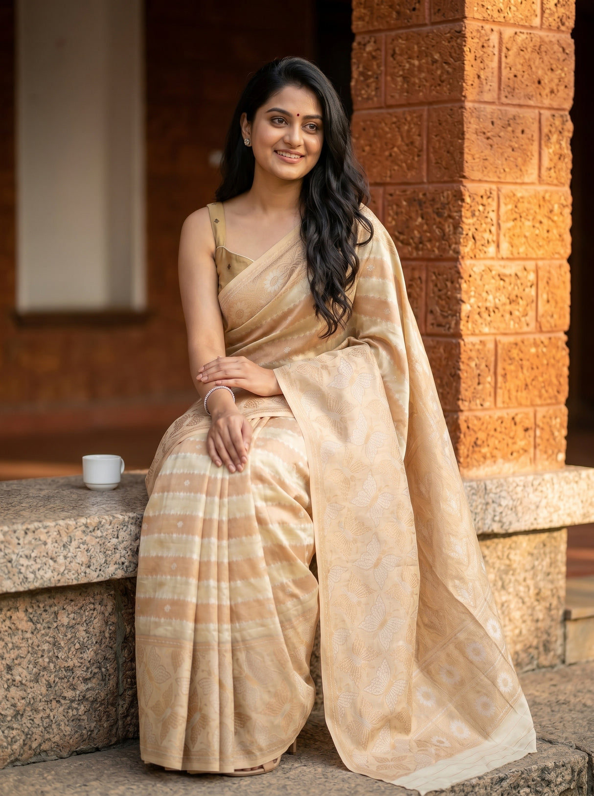 MIMOSA Tussar Banarasi Art Silk Saree — pose 6 styling detail