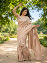 MIMOSA Violet Banarasi Art Silk Saree — close-up of saree pleats and feet