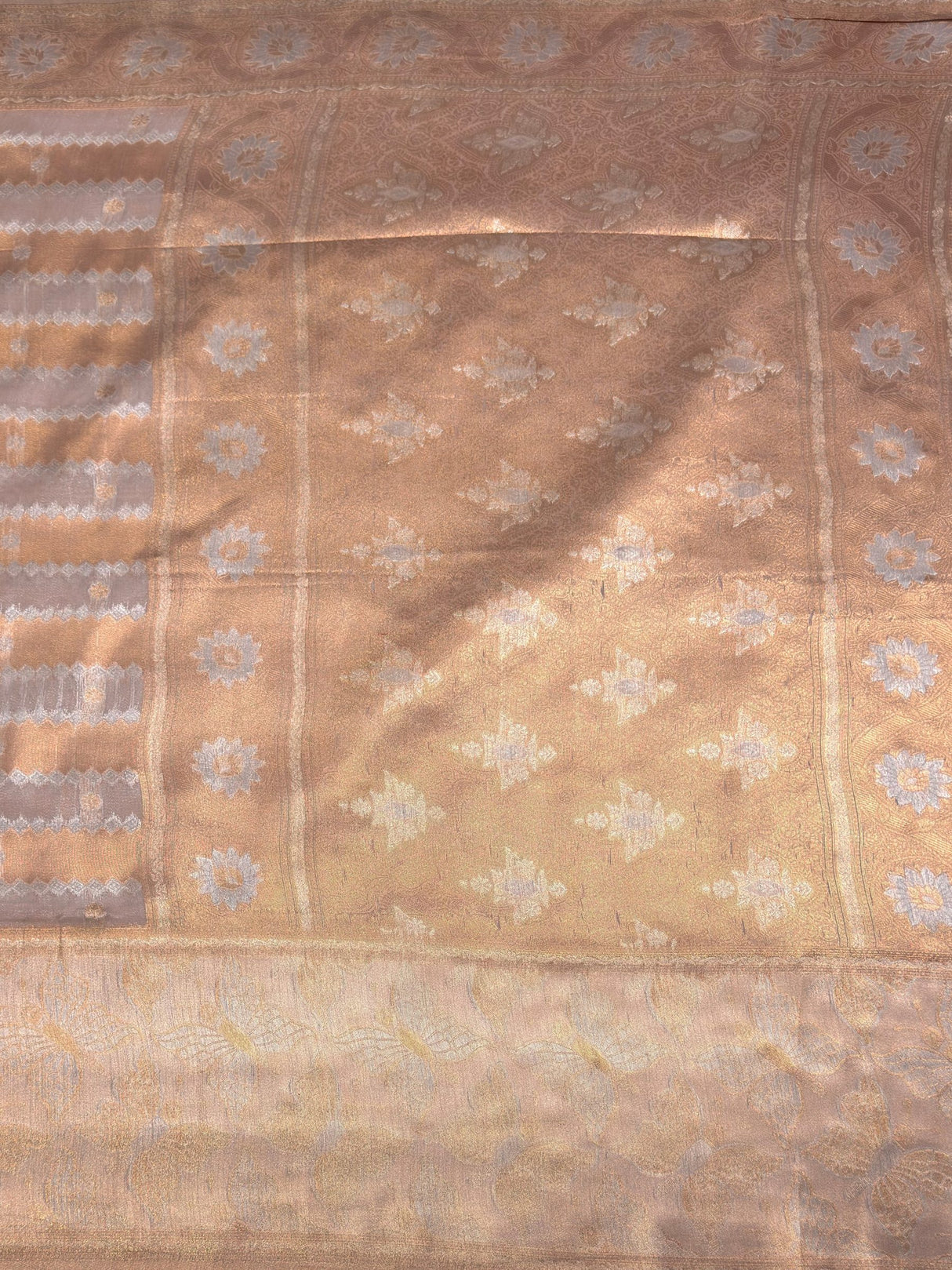 MIMOSA Violet Banarasi Art Silk Saree — pallu and zari work detail
