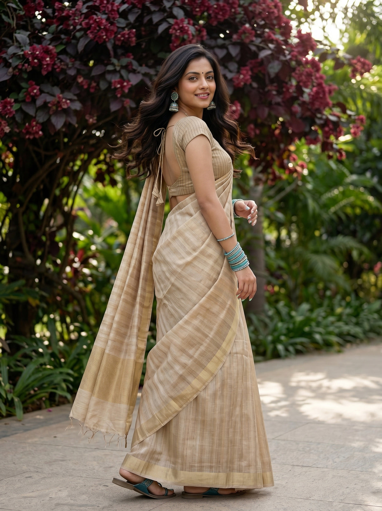 MIMOSA Chiku Saree Saree — pose 9 styling detail