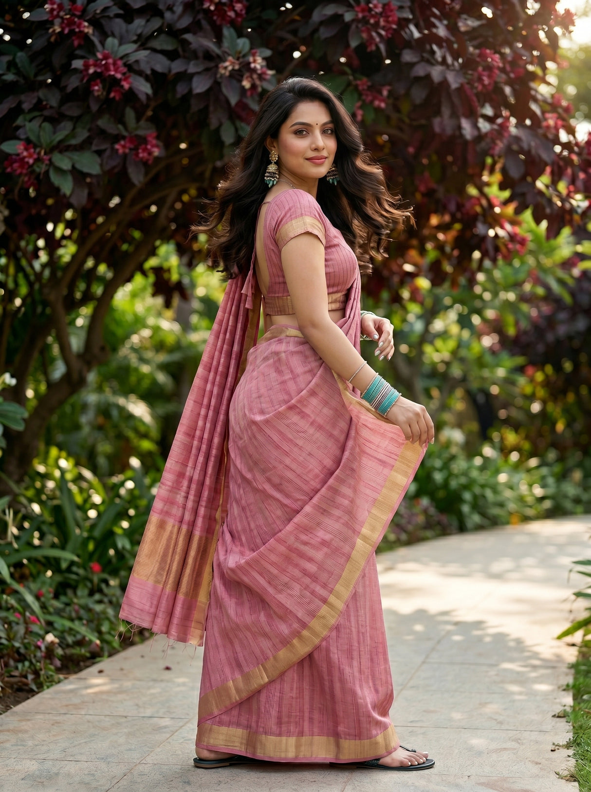 MIMOSA Pink Saree Saree — pose 9 styling detail