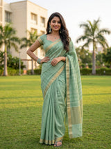 MIMOSA Pista Saree Saree — pose 4 styling detail