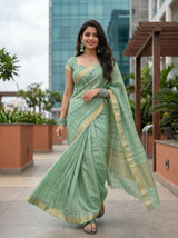 MIMOSA Pista Saree Saree — pose 6 styling detail