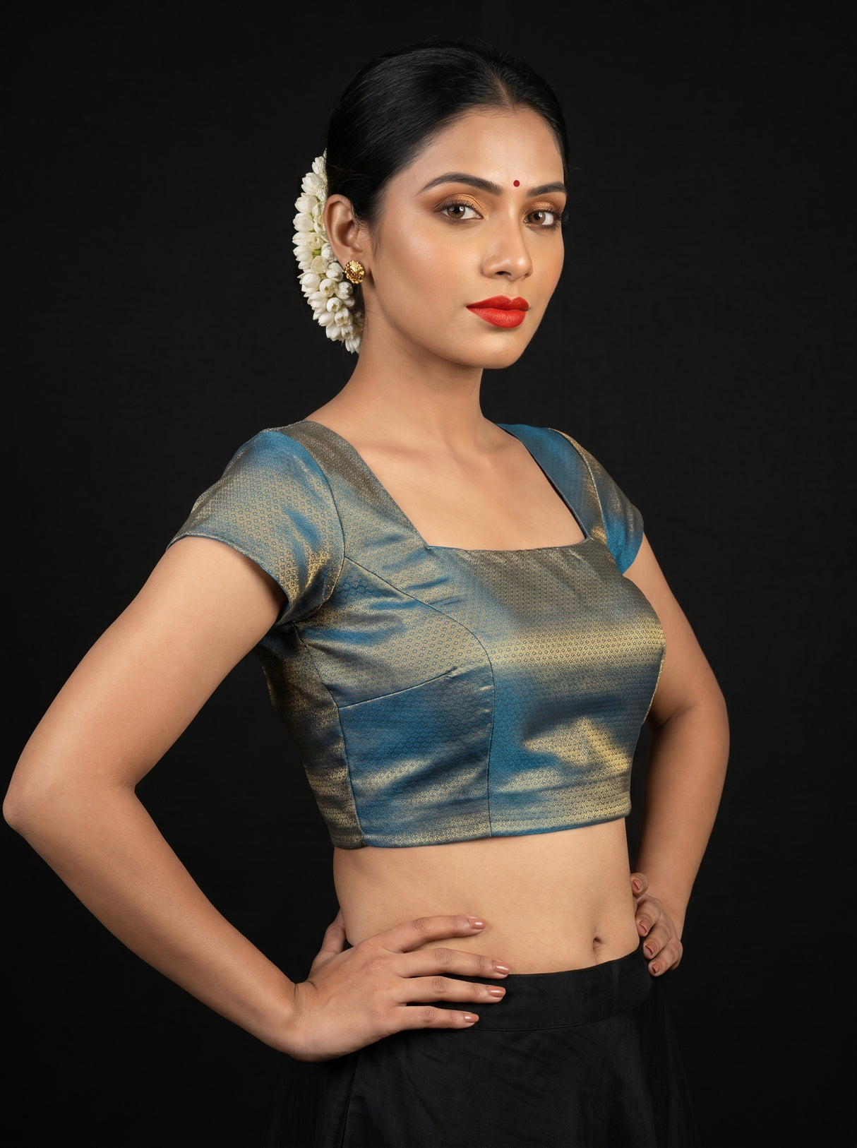 MIMOSA Ananda Kanjivaram Art Silk Saree — blouse close-up