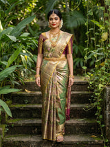 MIMOSA Green Kanjivaram Art Silk Saree — Draped on Mannequin