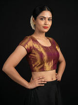 MIMOSA Green Kanjivaram Art Silk Saree — blouse close-up
