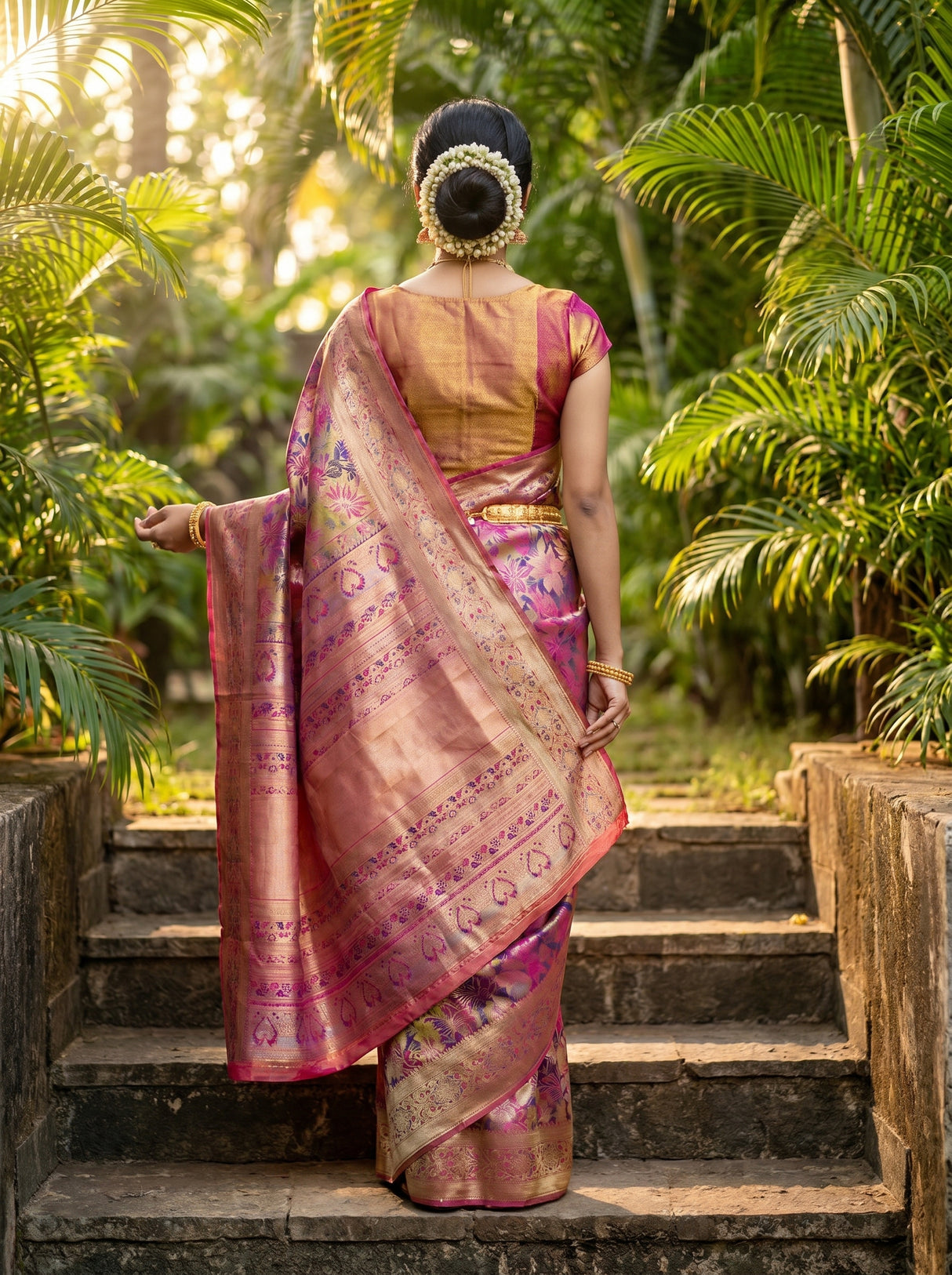 MIMOSA Magenta Kanjivaram Art Silk Saree — Blouse Fabric Detail