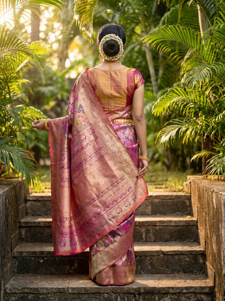 MIMOSA Magenta Kanjivaram Art Silk Saree — Blouse Fabric Detail