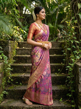MIMOSA Magenta Kanjivaram Art Silk Saree — Pallu and Body Weave