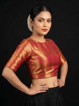 MIMOSA Magenta Kanjivaram Art Silk Saree — blouse close-up