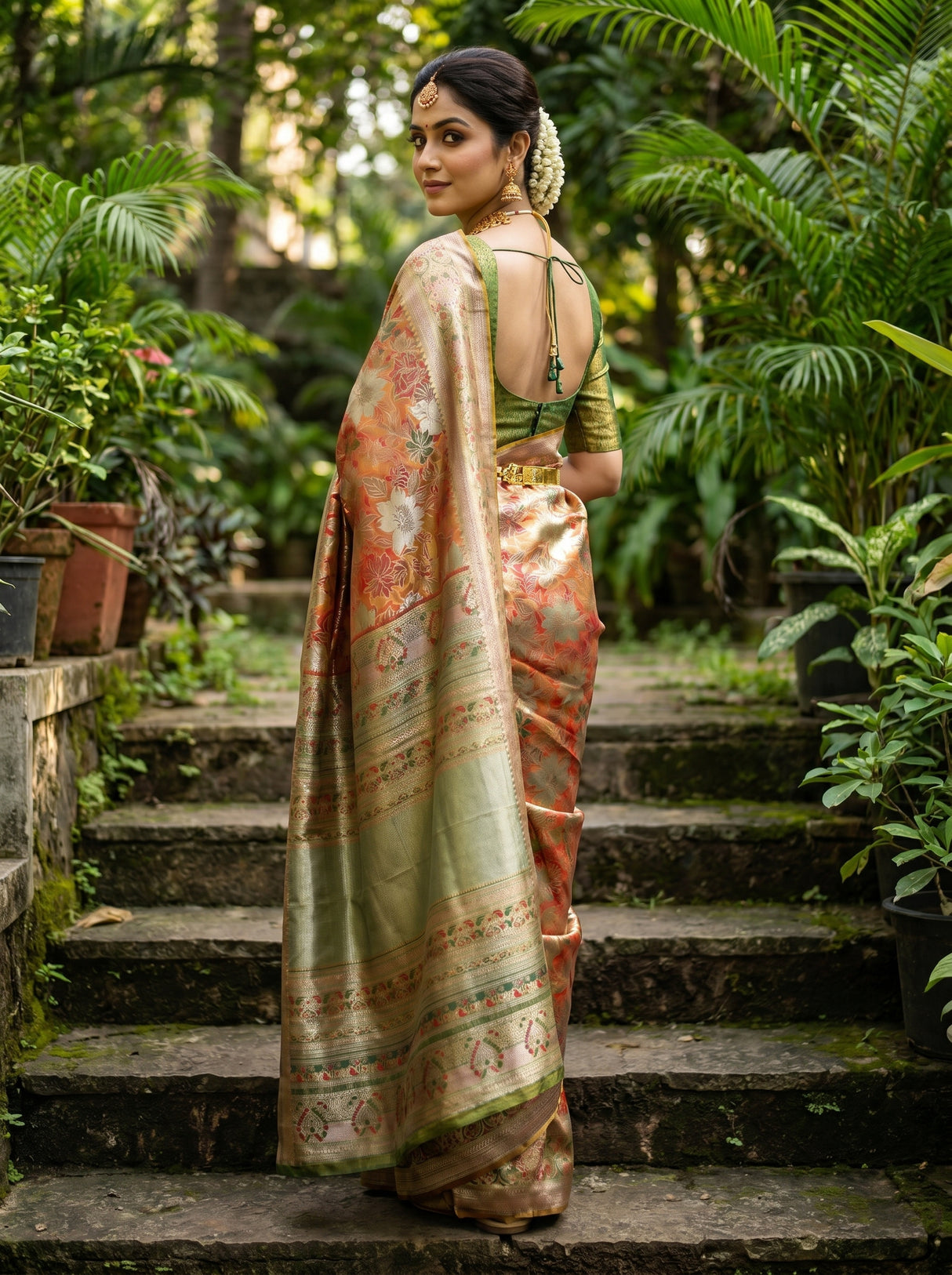 MIMOSA Maroon Kanjivaram Art Silk Saree — pose 9 styling detail