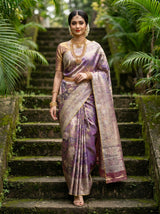 MIMOSA Navy Kanjivaram Art Silk Saree — Draped on Mannequin