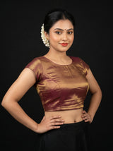 MIMOSA Navy Kanjivaram Art Silk Saree — blouse close-up