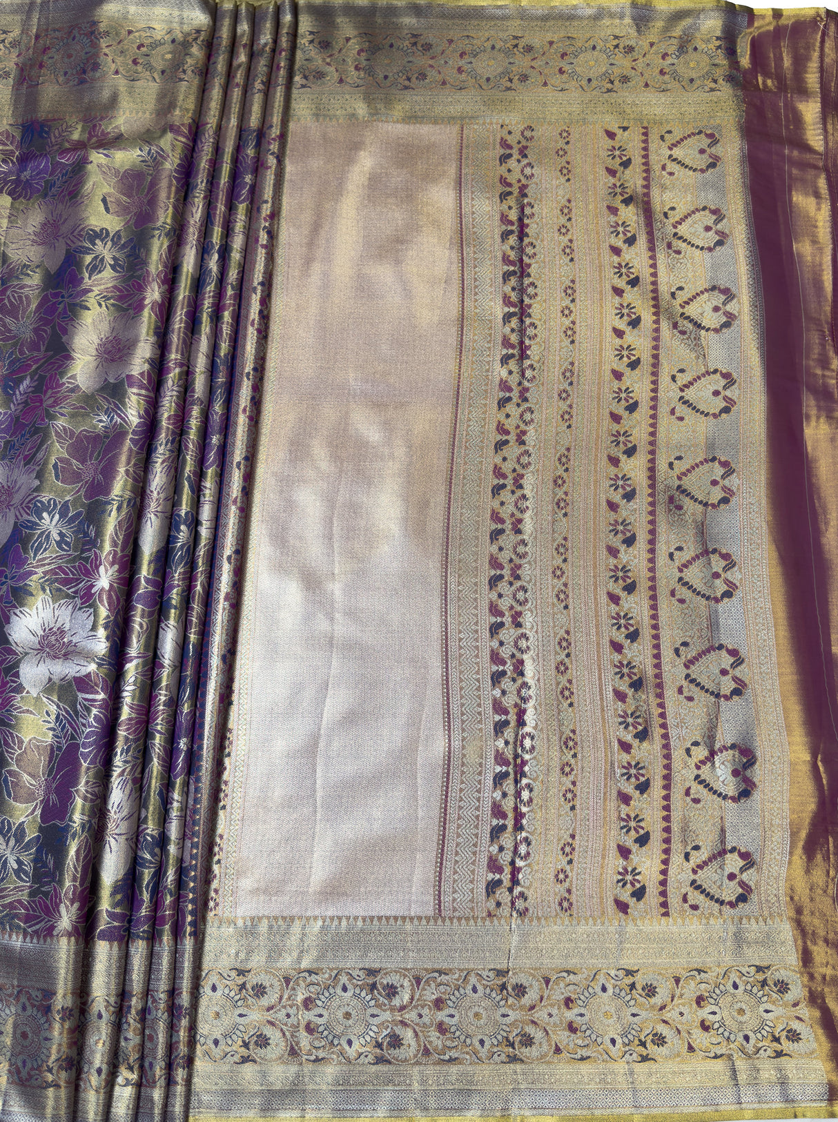 MIMOSA Navy Kanjivaram Art Silk Saree — pallu and zari work detail