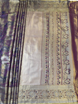 MIMOSA Navy Kanjivaram Art Silk Saree — pallu and zari work detail