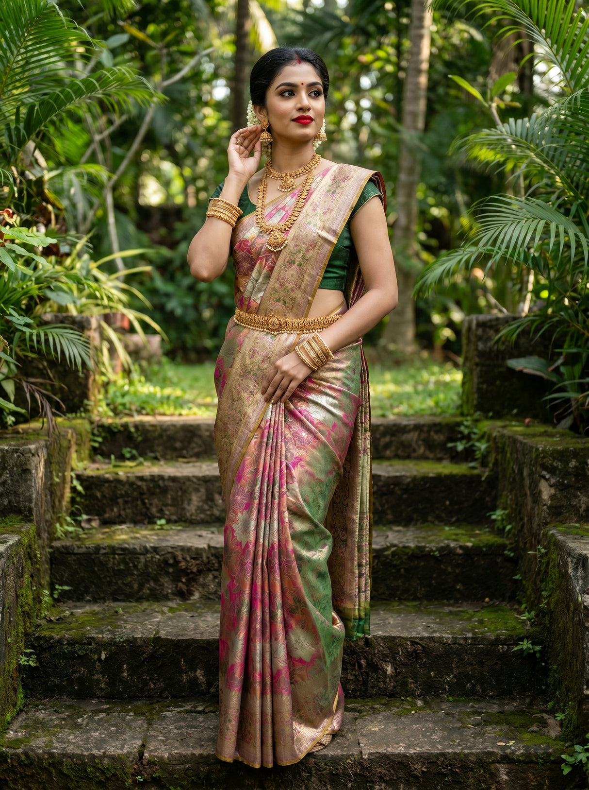 MIMOSA Rani Kanjivaram Art Silk Saree — pose 8 styling detail