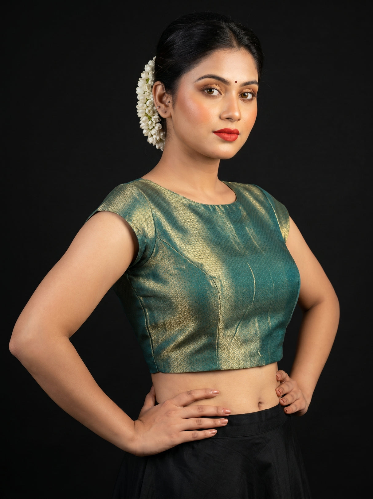 MIMOSA Saffire Kanjivaram Art Silk Saree — blouse close-up
