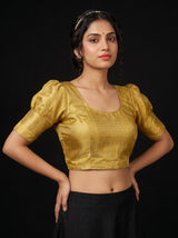 MIMOSA Gold Kanjivaram Art Silk Saree — blouse close-up