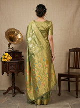 MIMOSA Green Kanjivaram Art Silk Saree — pose 2 styling detail