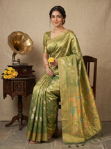 MIMOSA Green Kanjivaram Art Silk Saree — pose 8 styling detail