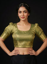 MIMOSA Green Kanjivaram Art Silk Saree — blouse close-up