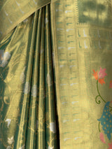 MIMOSA Green Kanjivaram Art Silk Saree — fleets shot full lifestyle