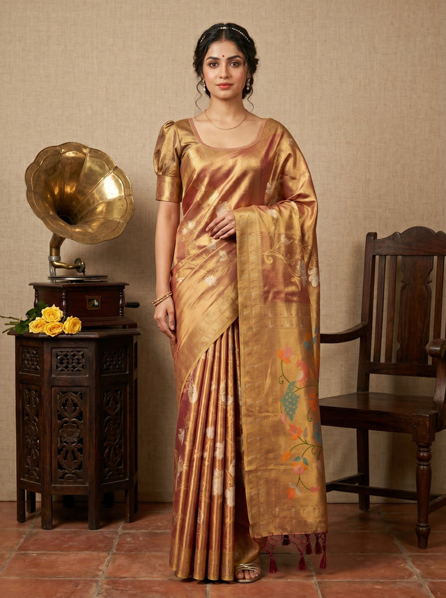 MIMOSA Magenta Kanjivaram Art Silk Saree — AI Model lifestyle pose